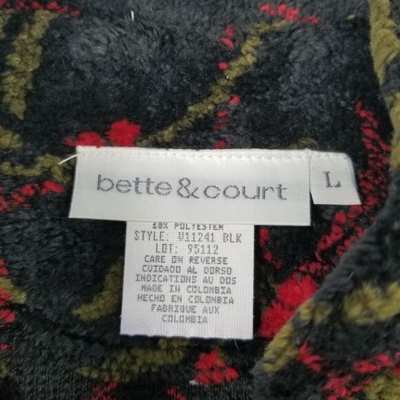 Bette & Court Green Red Black Mistletoe Christmas Fleece Vintage Vest Size Large - Picture 5 of 5